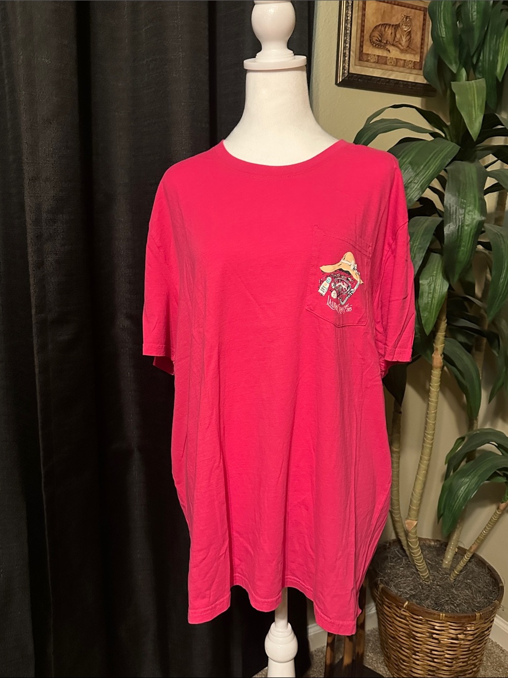 Bright Pink Graphic Pocket Tee